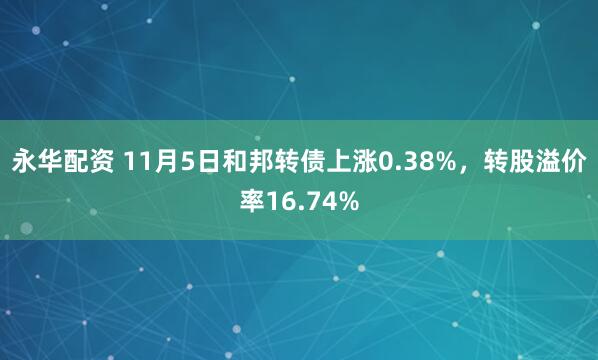 永华配资 11月5日和邦转债上涨0.38%，转股溢价率16.74%
